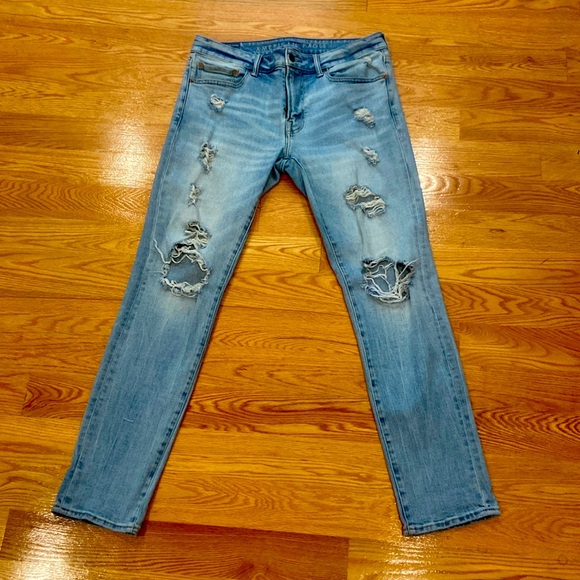 Mens Distressed American Eagle Airflex Jeans - Picture 1 of 4
